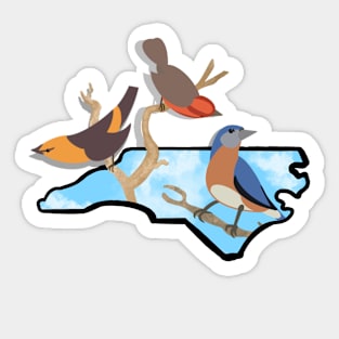 North Carolina Outline with Birds Sticker